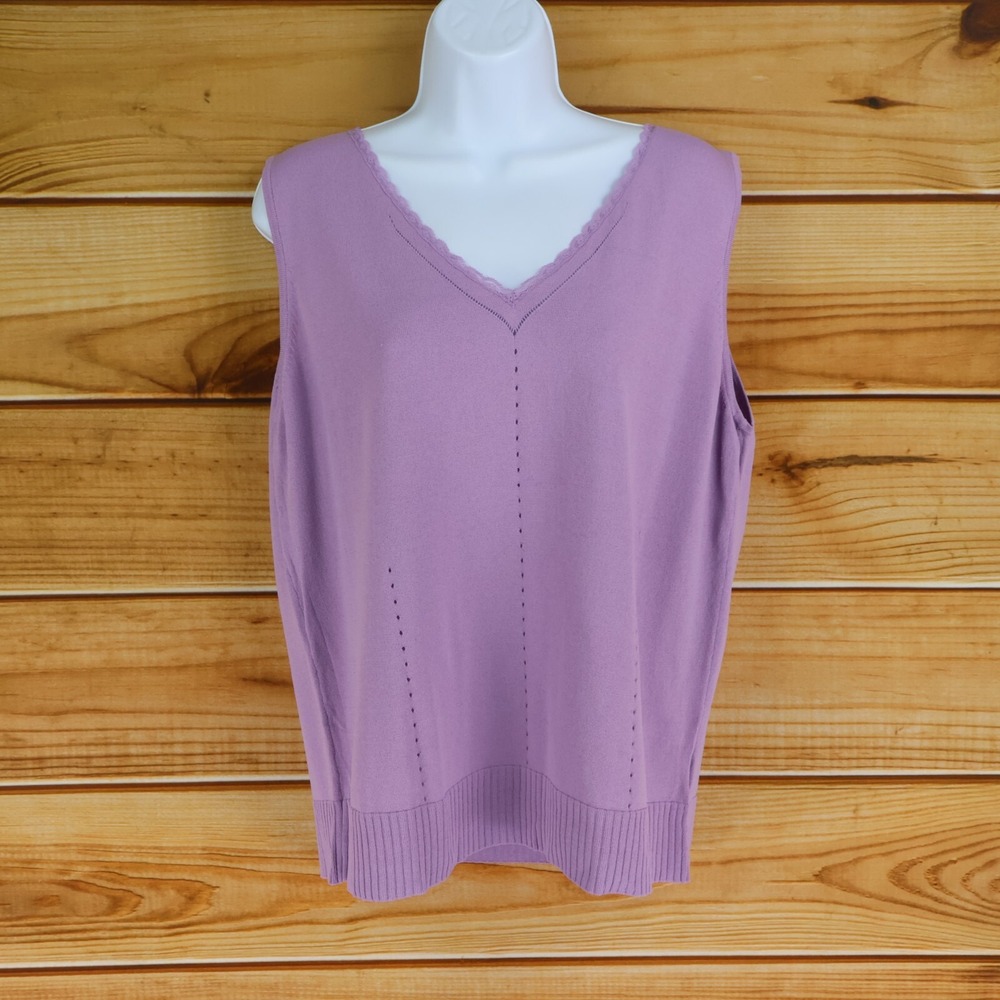 Norton McNaughton Tank Top Womens Sz XL Purple Stretch V-Neck Layering Item NWT
